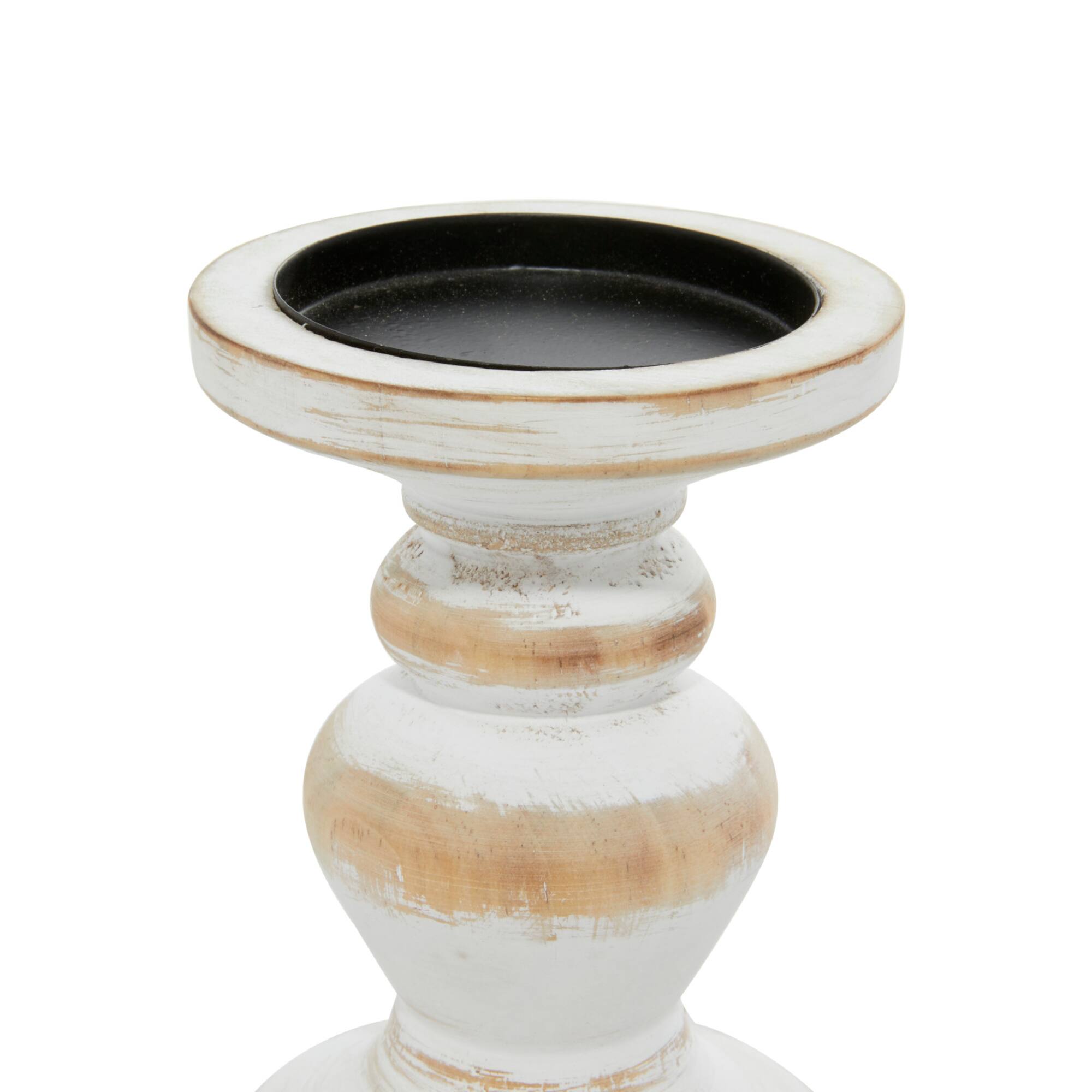 White Wood Farmhouse Candle Holder Set